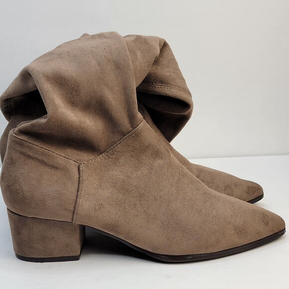 Steve Madden Carli Boots 8.5M Suede Over Knee Zip 2" Block Heel Carmel Dressy - Picture 3 of 12